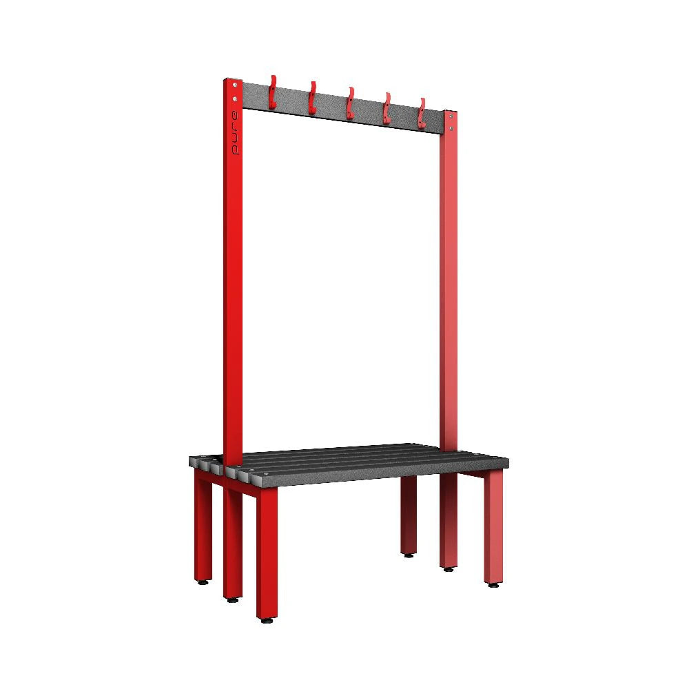 Cloakroom Overhead Hanging Double-Sided Bench - Flame Red Black