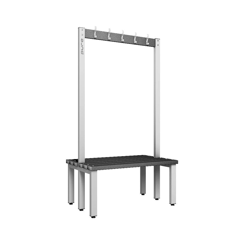 Cloakroom Hook Double-Sided Bench - Pearl Silver & Black