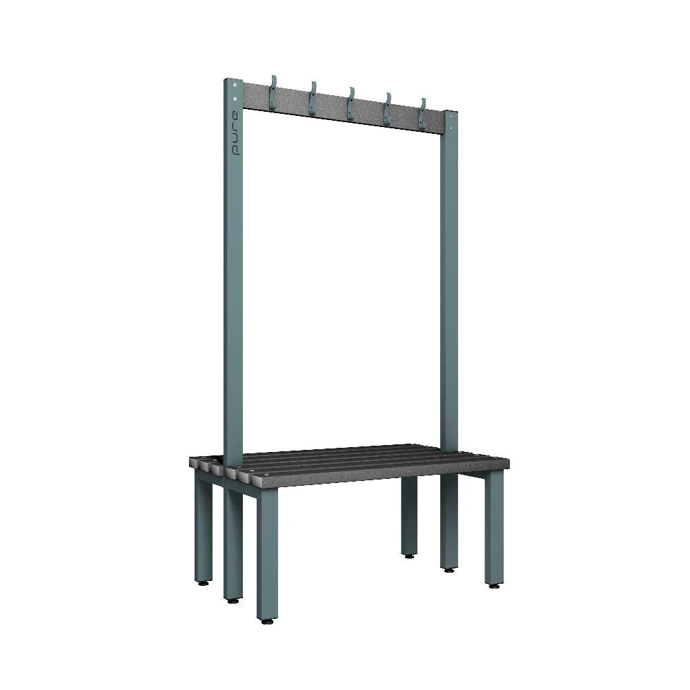 Cloakroom Hook Double-Sided Bench - Slate Grey Black