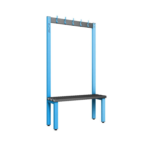 Cloakroom Hook Single-Sided Bench - Cornflower Blue & Beech