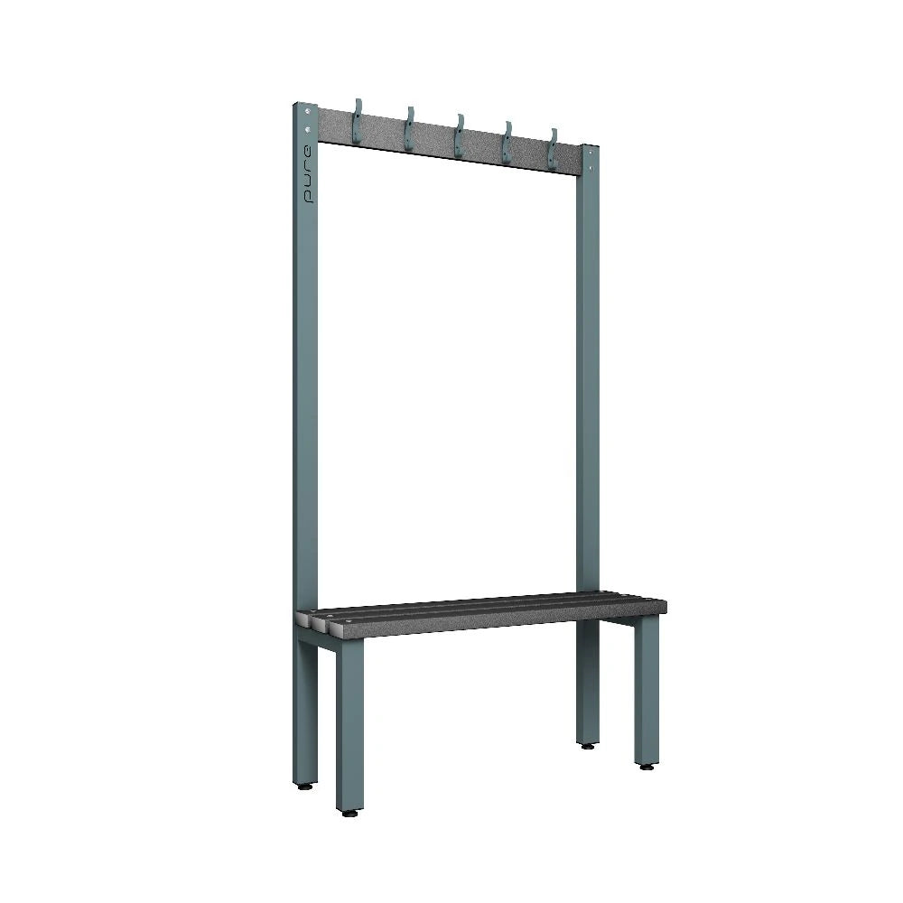 Cloakroom Hook Single-Sided Bench - Slate Grey & Black