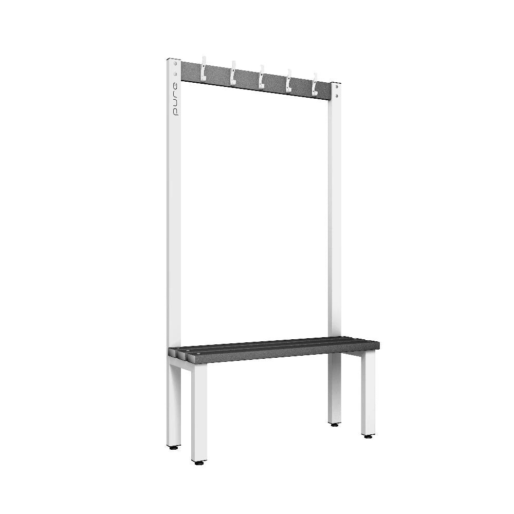 Cloakroom Hook Single-Sided Bench - Arctic White & Black