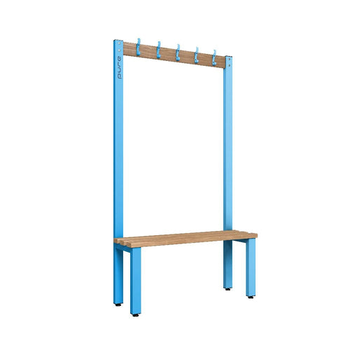 Cloakroom Hook Single-Sided Bench - Cornflower Blue & Beech