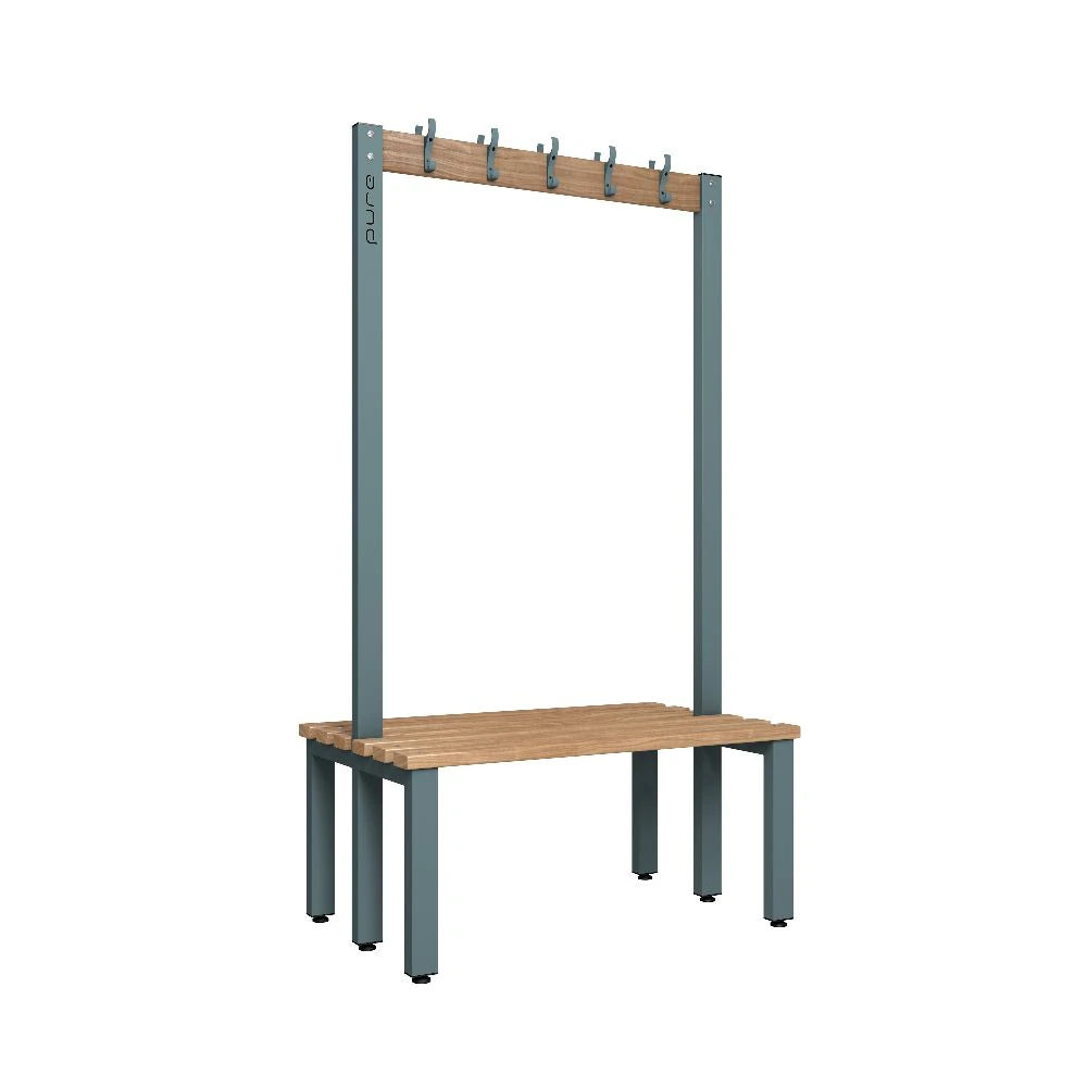 Cloakroom Hook Double-Sided Bench - Slate Grey & Beech
