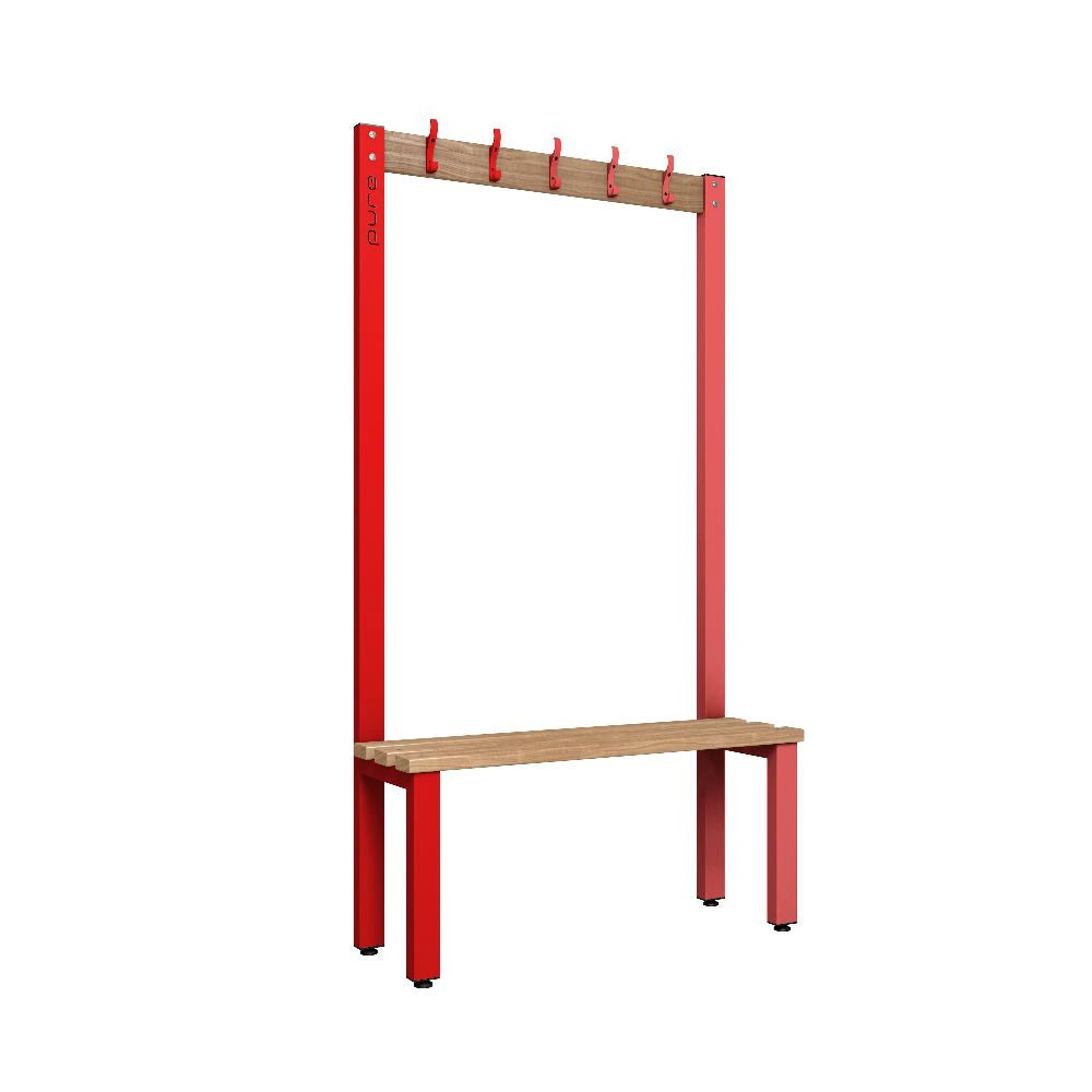 Cloakroom Hook Single-Sided Bench - Flame Red Beech