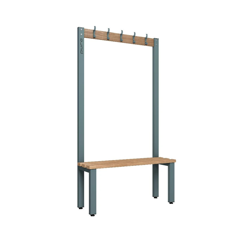 Cloakroom Hook Single-Sided Bench - Slate Grey Beech