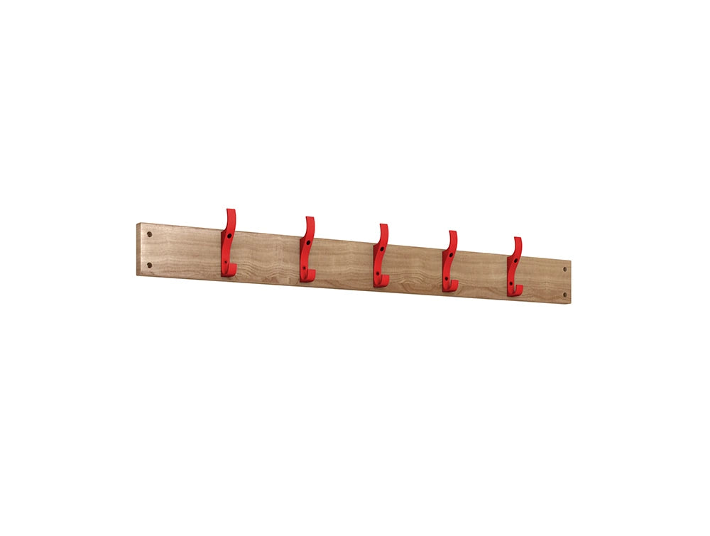 Cloakroom Hookboard - Flame Red & Beech