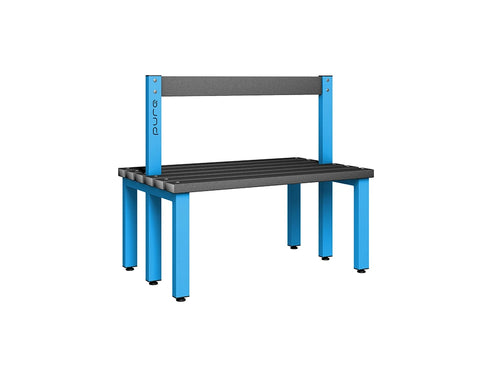Cloakroom Low Double-Sided Bench - Cornflower Blue Beech
