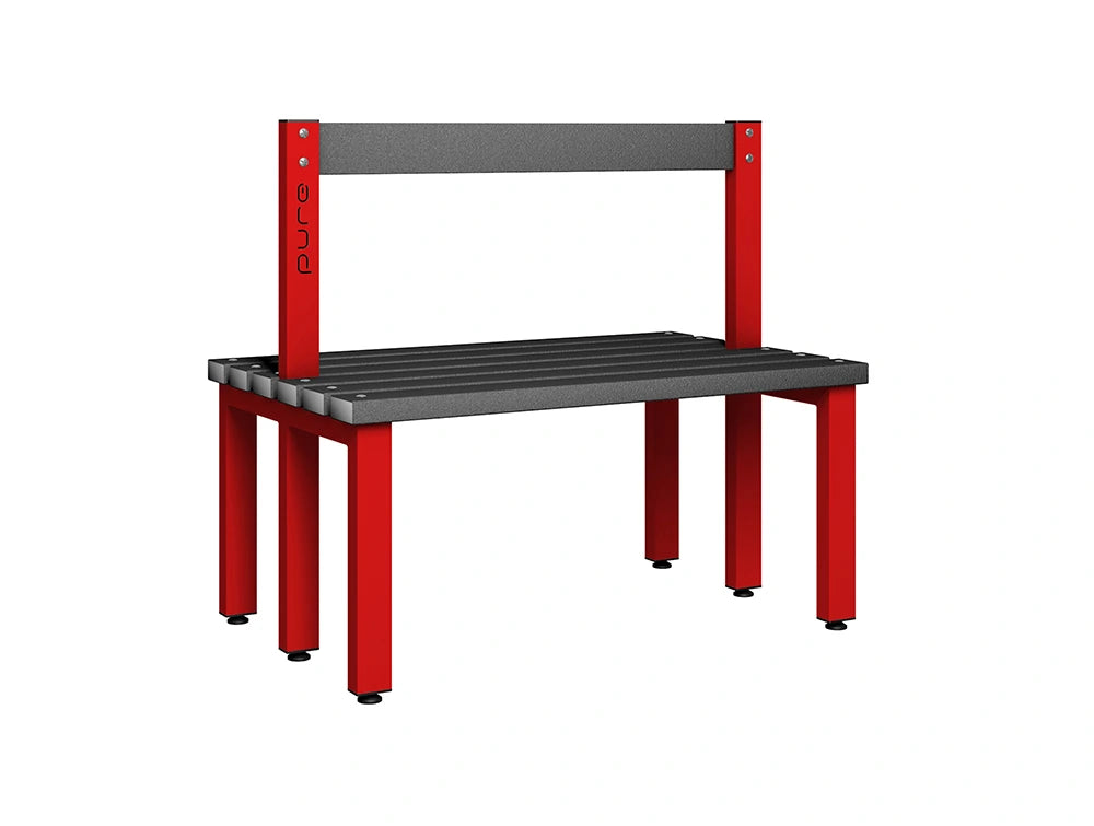 Cloakroom Low Double-Sided Bench - Flame Red Black
