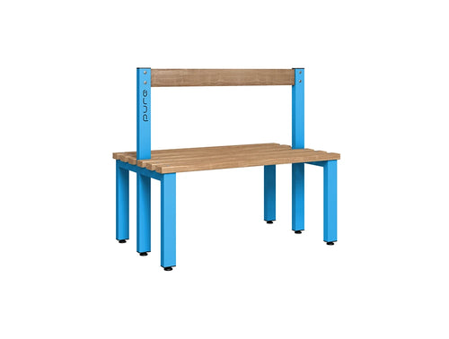 Cloakroom Low Double-Sided Bench - Cornflower Blue Beech