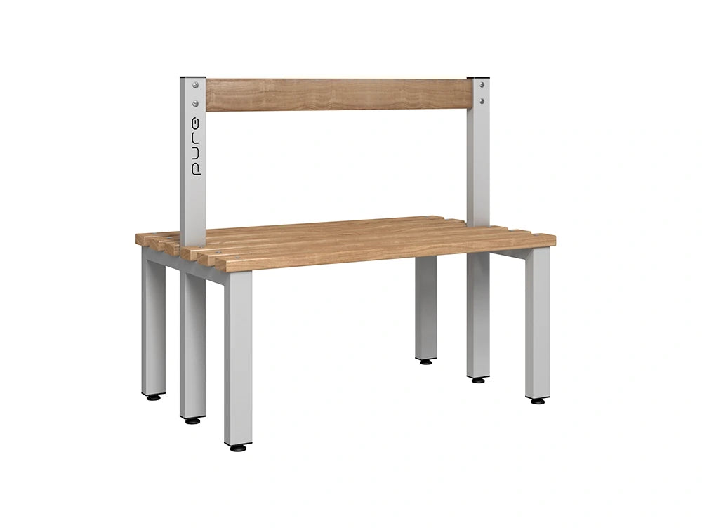 Cloakroom Low Double-Sided Bench - Pearl Silver Beech