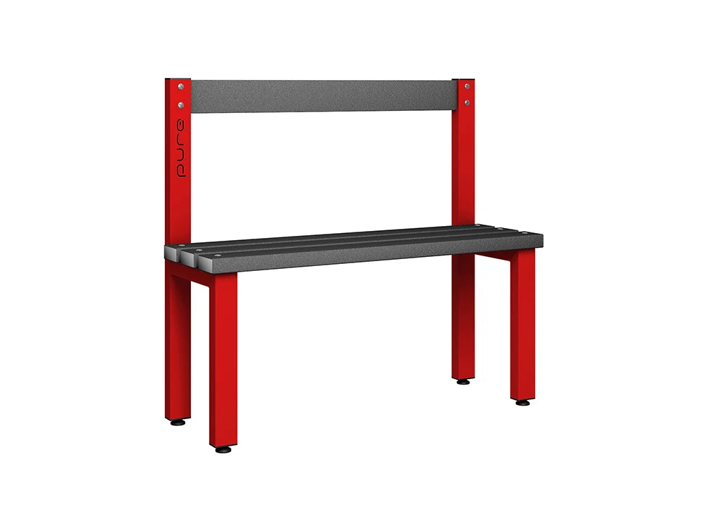 Cloakroom Low Single-Sided Bench - Flame Red & Black