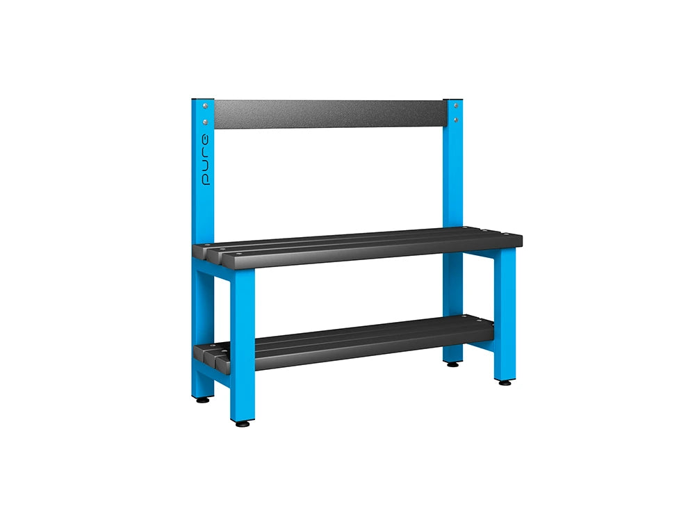 Cloakroom Low Single-Sided Bench - Cornflower Blue Black