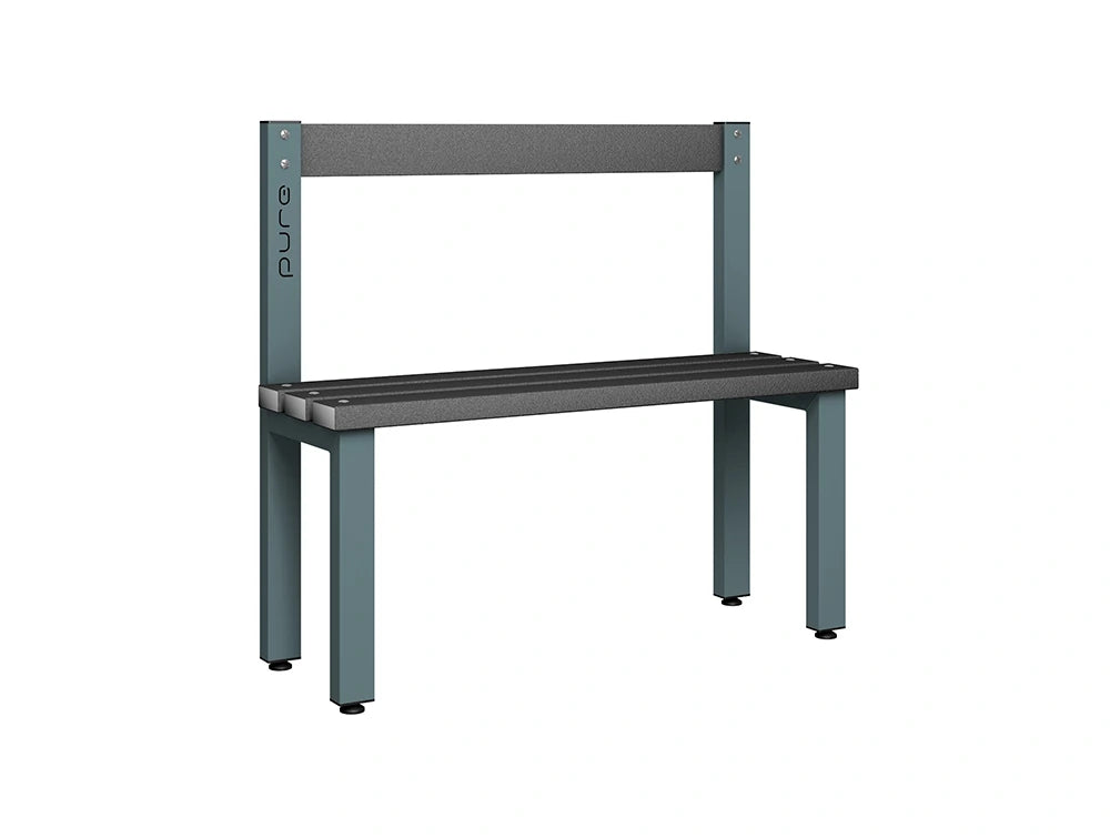 Cloakroom Low Single-Sided Bench - Slate Grey & Black