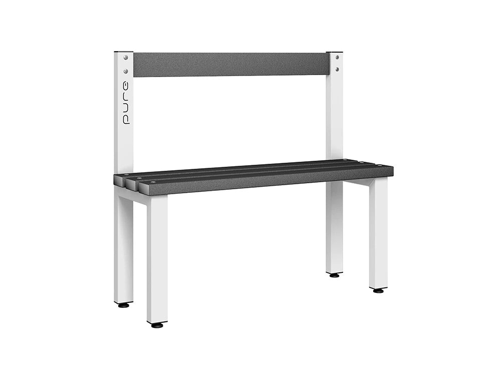 Cloakroom Low Single-Sided Bench - Arctic White & Black