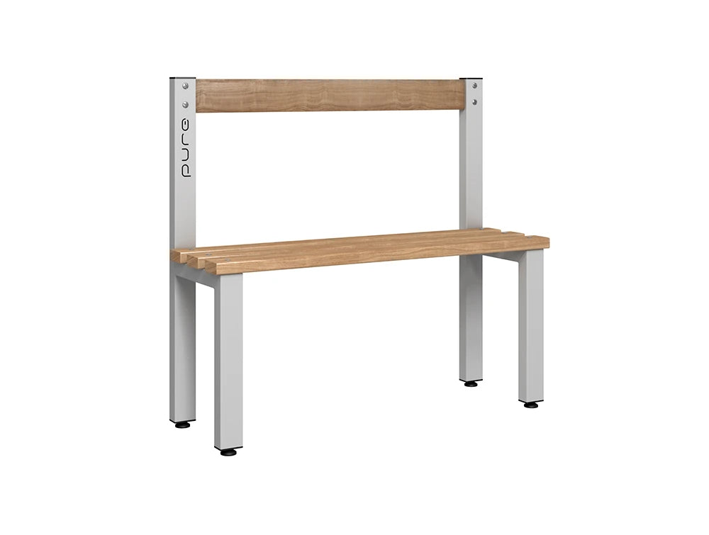 Cloakroom Low Single-Sided Bench - Pearl Silver & Beech