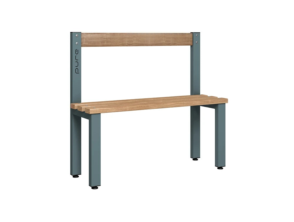 Cloakroom Low Single-Sided Bench - Slate Grey Beech