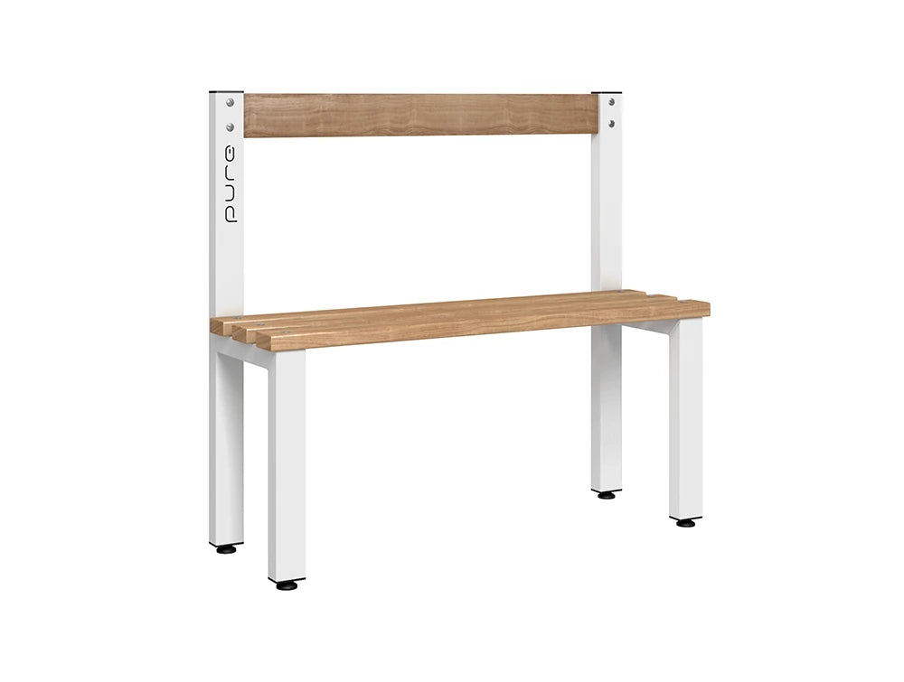 Cloakroom Low Single-Sided Bench - Arctic White Beech