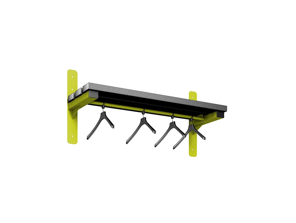 Cloakroom Wall Mounted Shelf and Rail - Lime Light Black