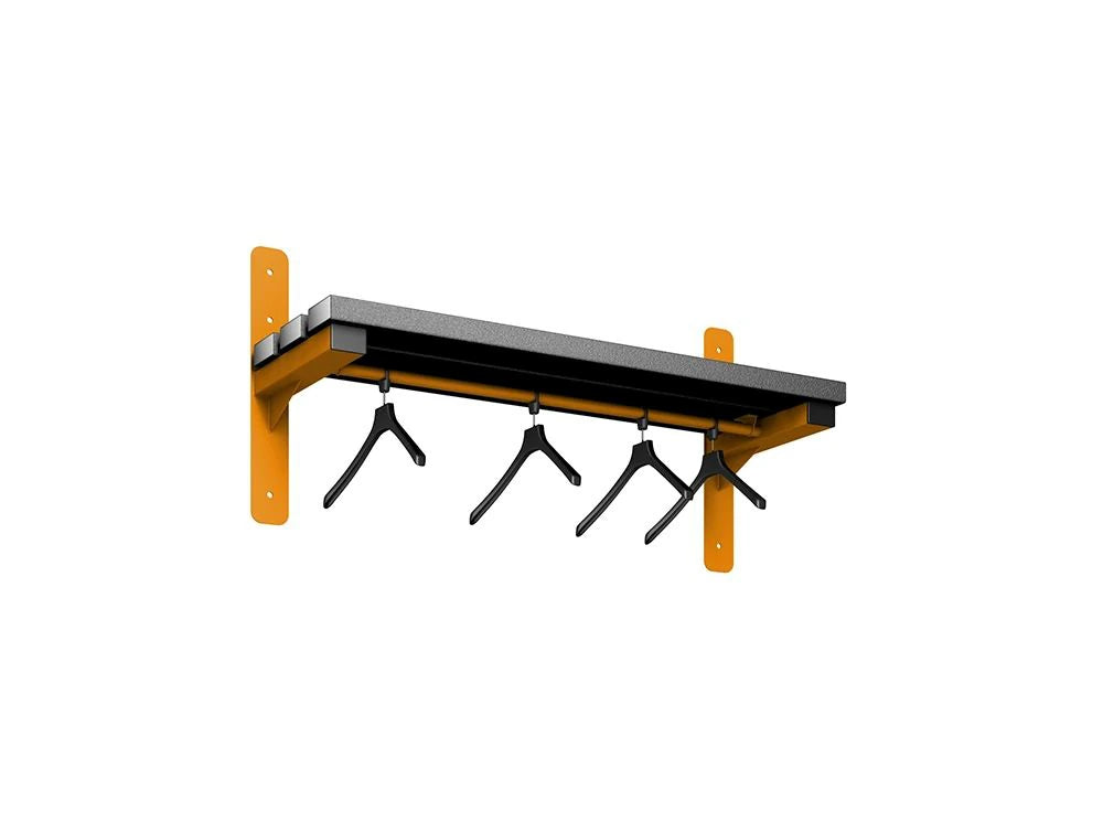 Cloakroom Wall Mounted Shelf and Rail - Magma & Black
