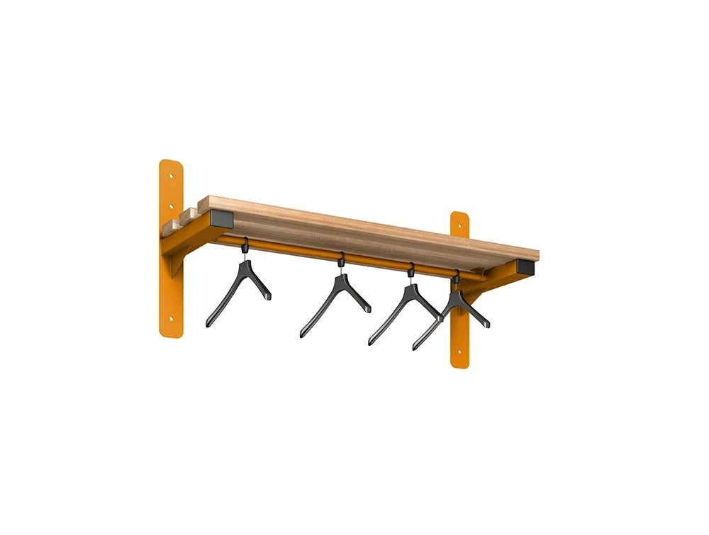 Cloakroom Wall Mounted Shelf and Rail - Magma Beech