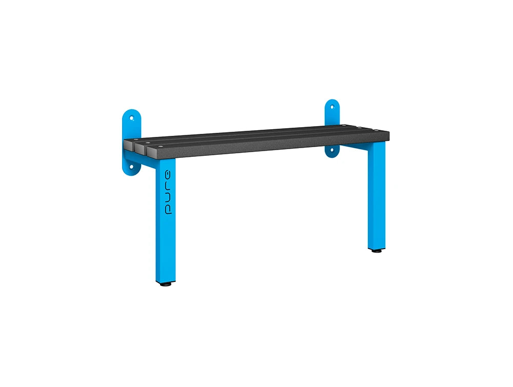 Cloakroom Wall Mounted Single-Sided Bench - Cornflower Blue & Black