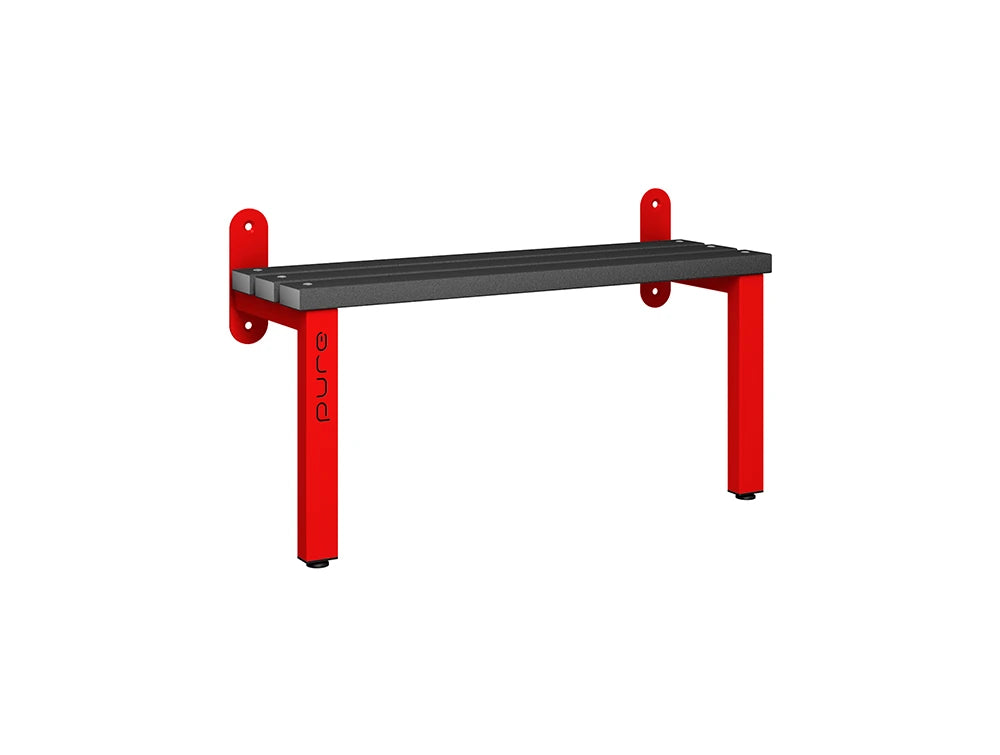 Cloakroom Wall Mounted Single-Sided Bench - Flame Red Black