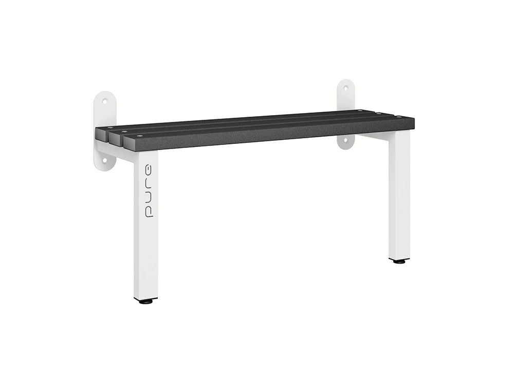 Cloakroom Wall Mounted Single-Sided Bench - Arctic White Black
