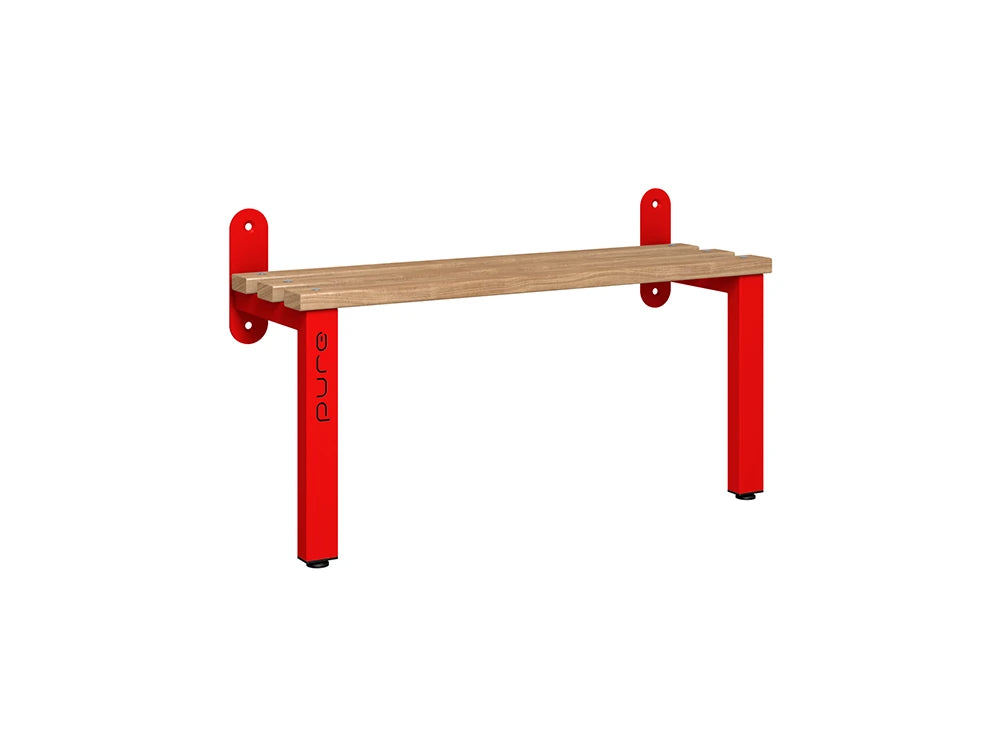 Cloakroom Wall Mounted Single-Sided Bench - Cornflower Blue Beech