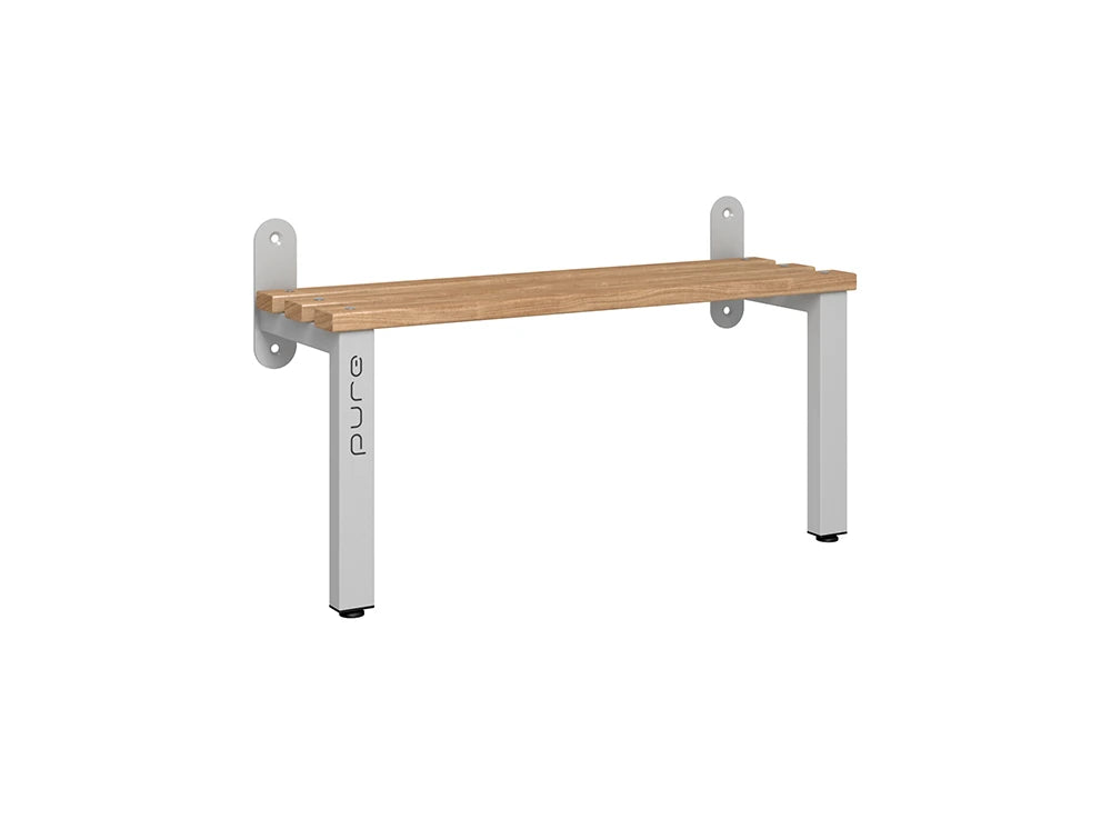 Cloakroom Wall Mounted Single-Sided Bench - Pearl Silver Beech