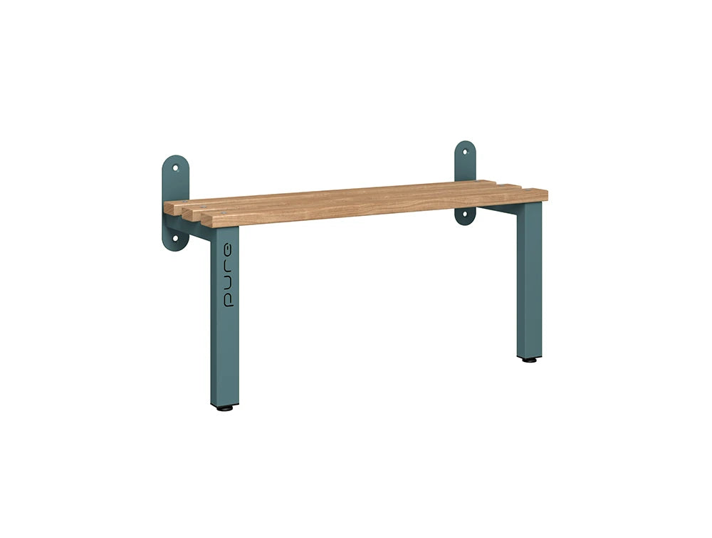 Cloakroom Wall Mounted Single-Sided Bench - Slate Grey & Beech