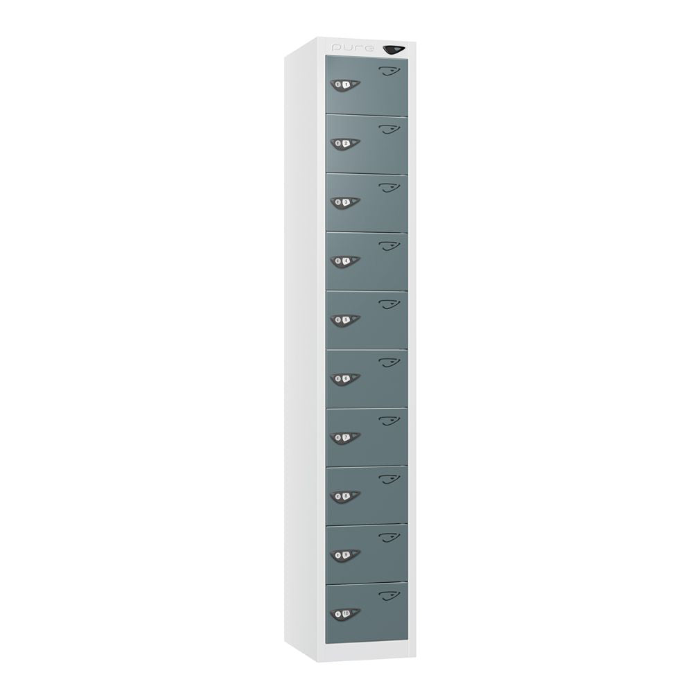 Compact 10-Door Steel Locker Arctic White Slate Grey