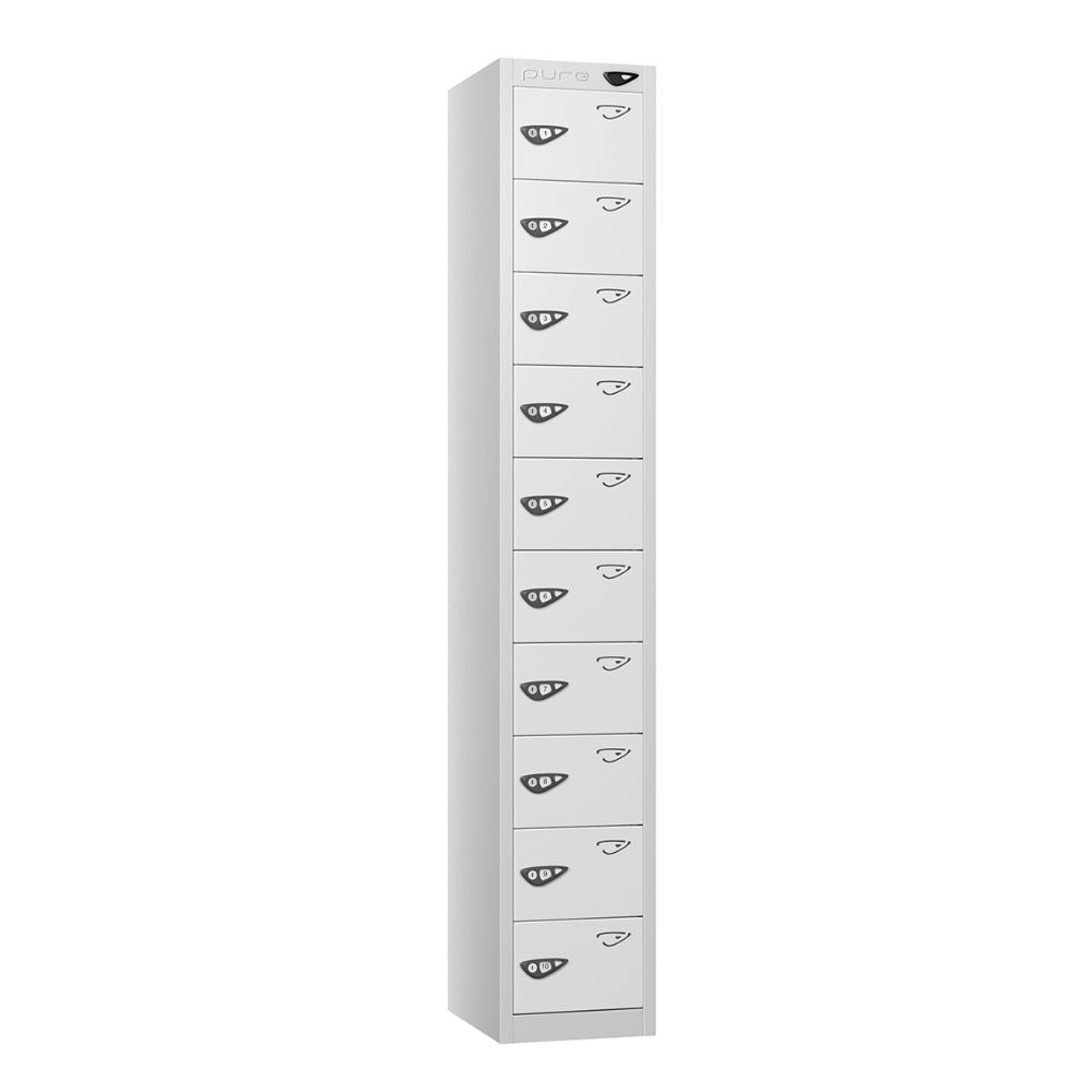 Compact 10-Door Steel Locker Pearl Silver Arctic White