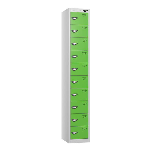 Compact 10-Door Steel Locker Pearl Silver Cobalt Blue