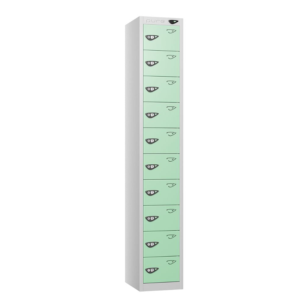 Compact 10-Door Steel Locker Pearl Silver Mint