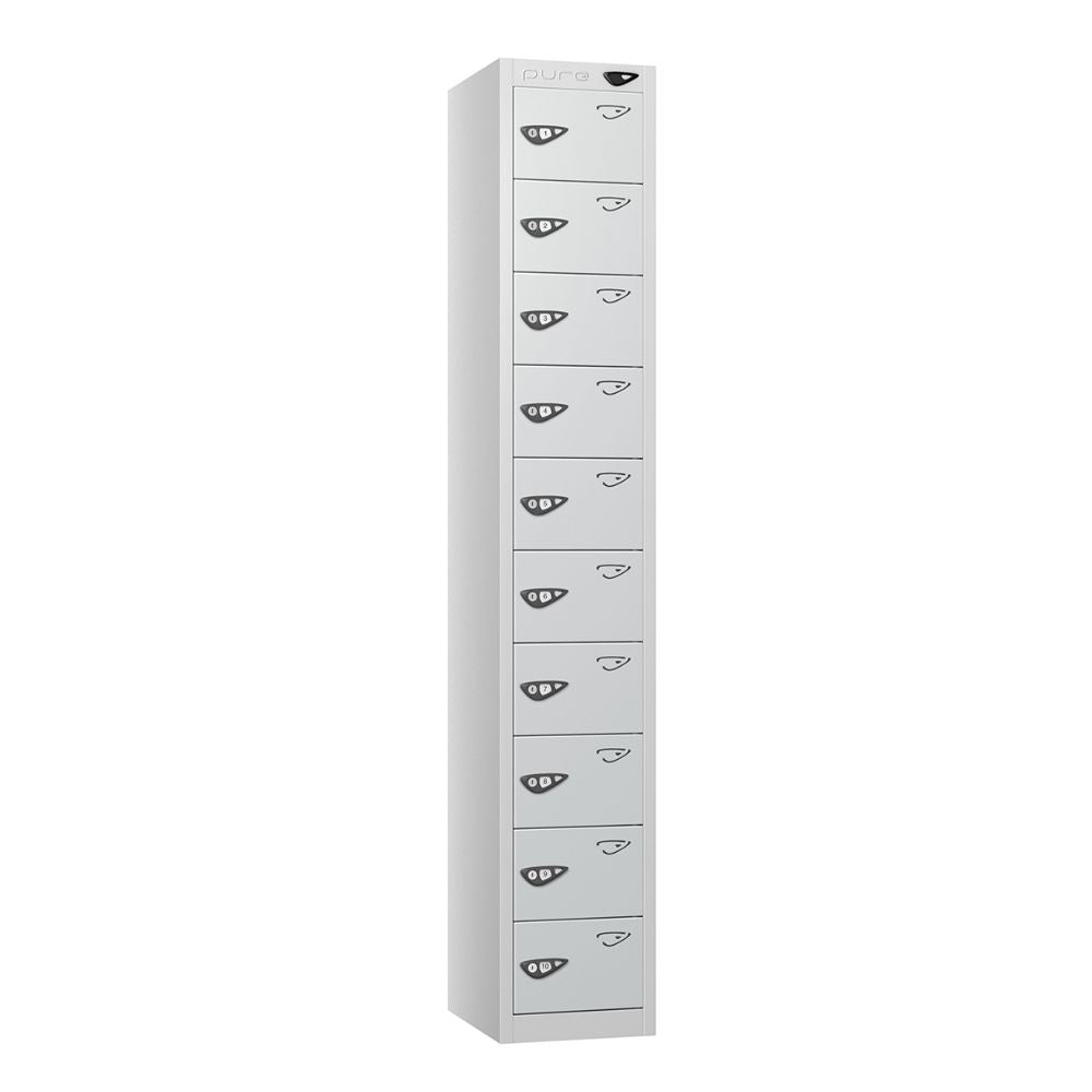 Compact 10-Door Steel Locker Pearl Silver Pearl Silver