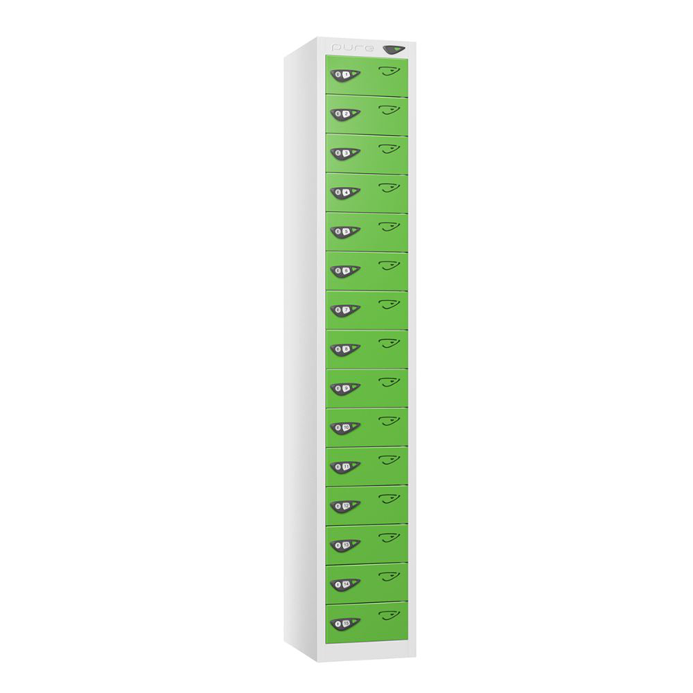 Compact 15-Door Steel Locker Arctic White Forest Green