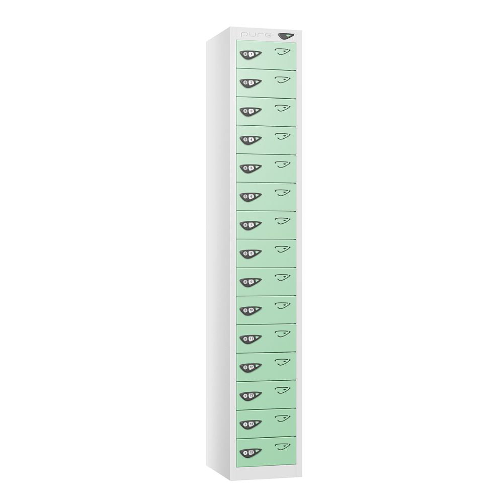 Compact 15-Door Steel Locker Arctic White Mint