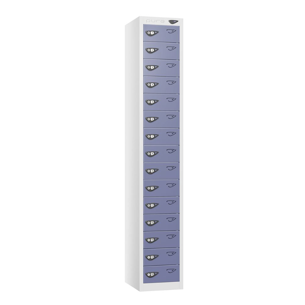 Compact 15-Door Steel Locker Arctic White Purple