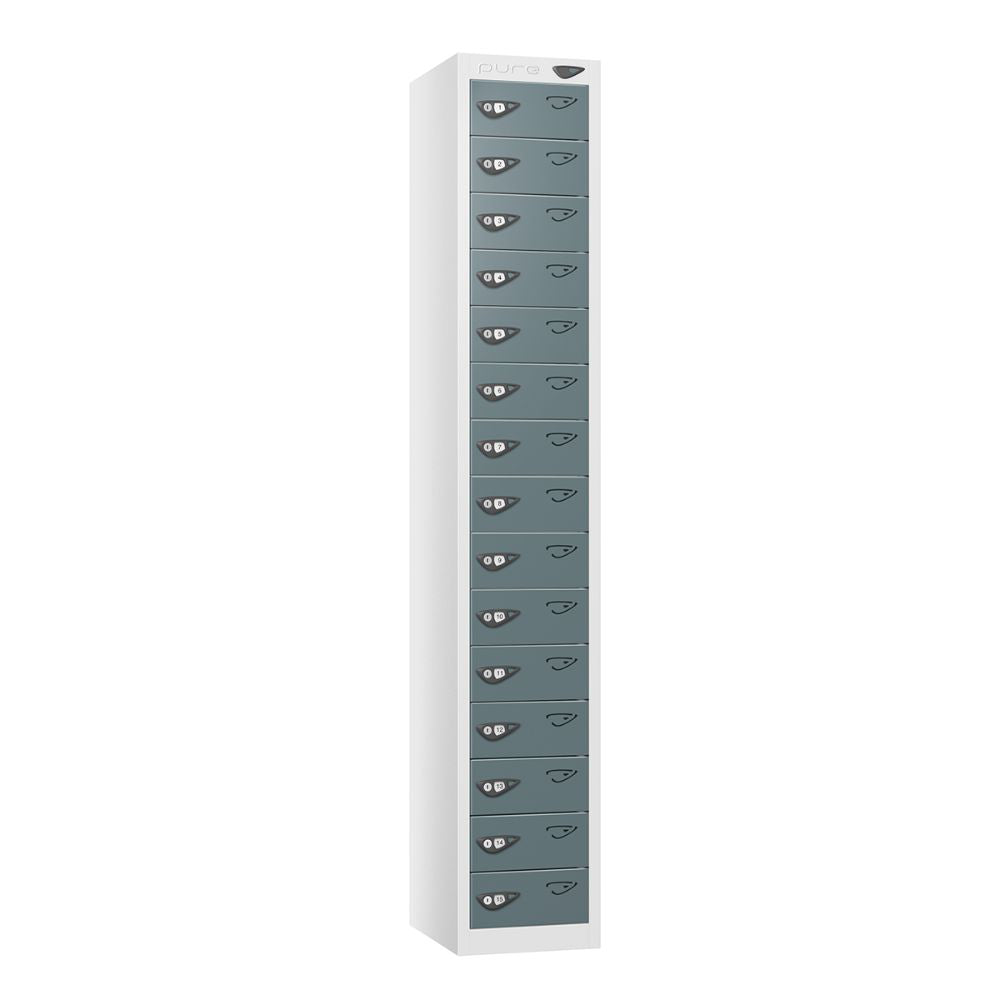 Compact 15-Door Steel Locker Arctic White Slate Grey