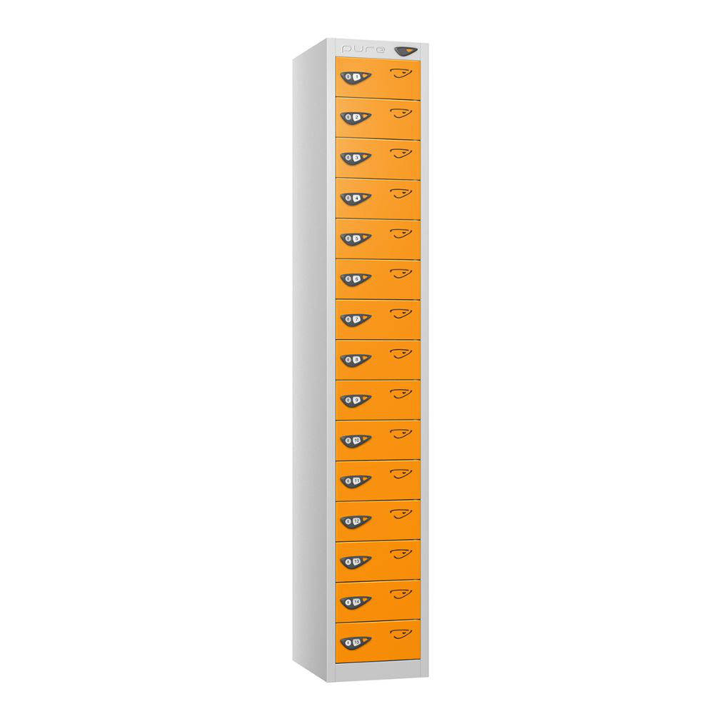Compact 15-Door Steel Locker Pearl Silver Magma