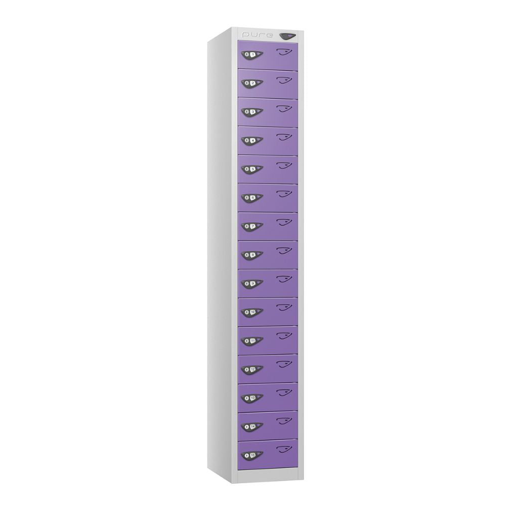Compact 15-Door Steel Locker Pearl Silver Orchid Violet