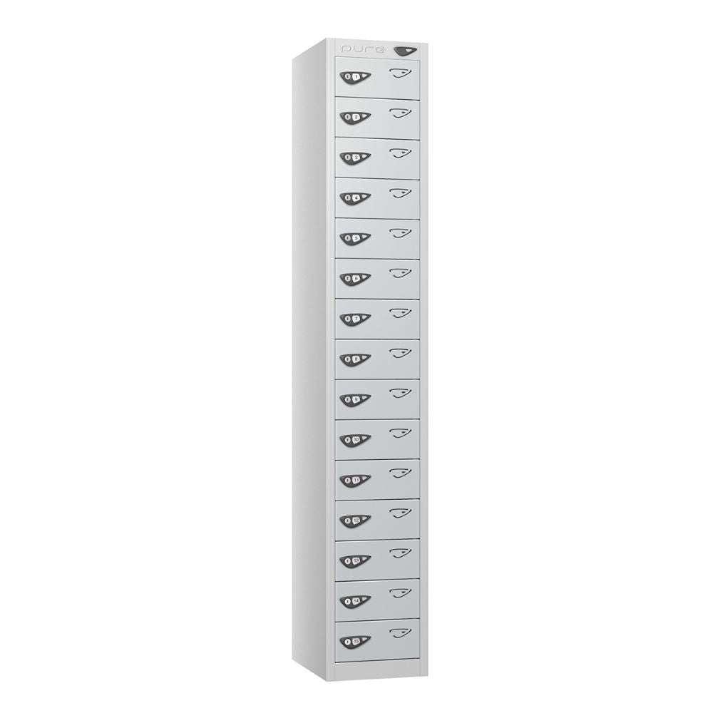 Compact 15-Door Steel Locker Pearl Silver Pearl Silver