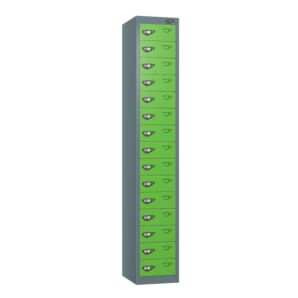 Compact 15-Door Steel Locker Slate Grey Forest Green