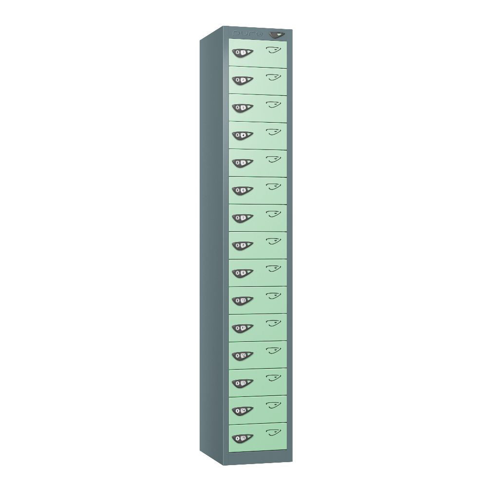 Compact 15-Door Steel Locker Slate Grey Mint
