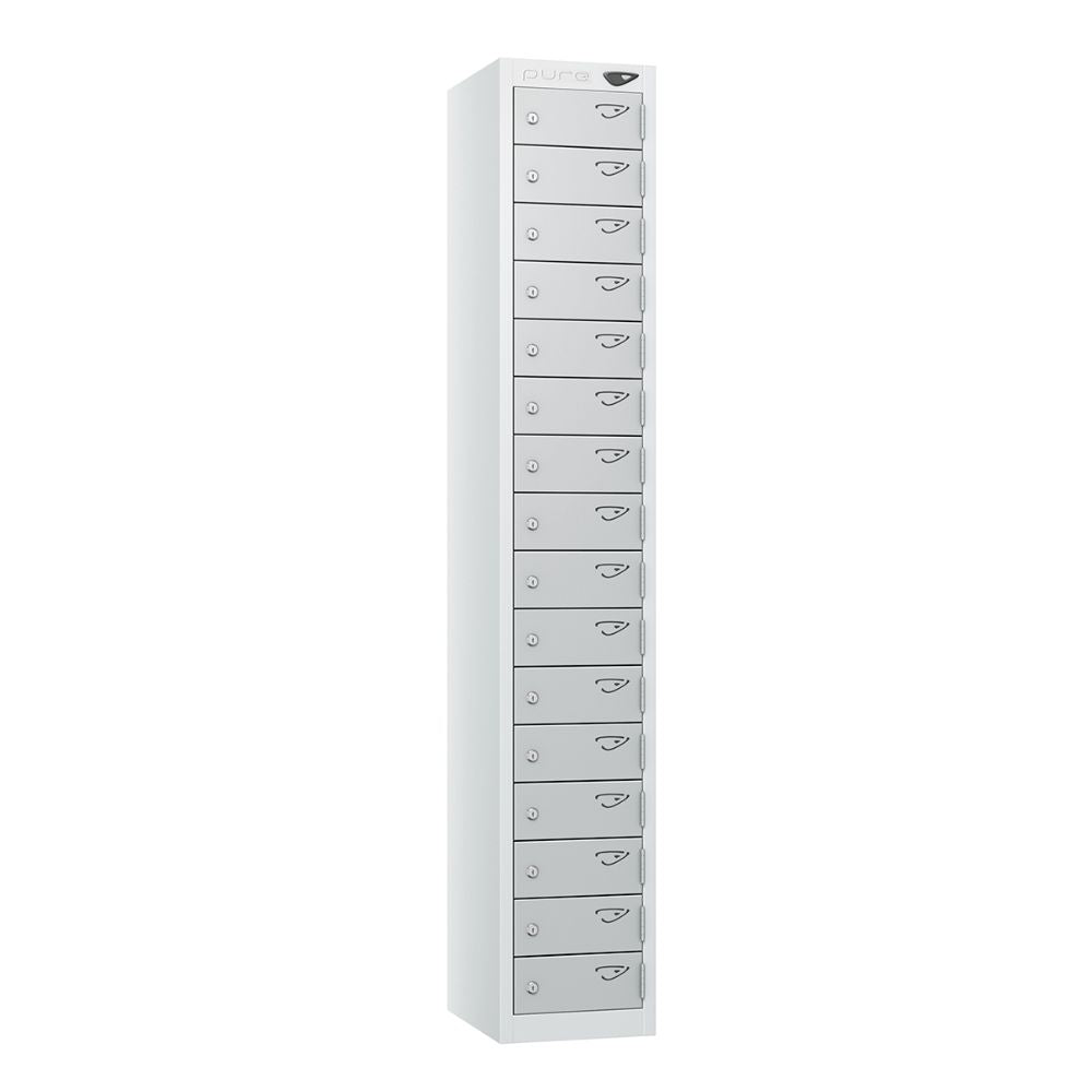 Compact 16-Door Steel Locker Arctic White Pearl Silver