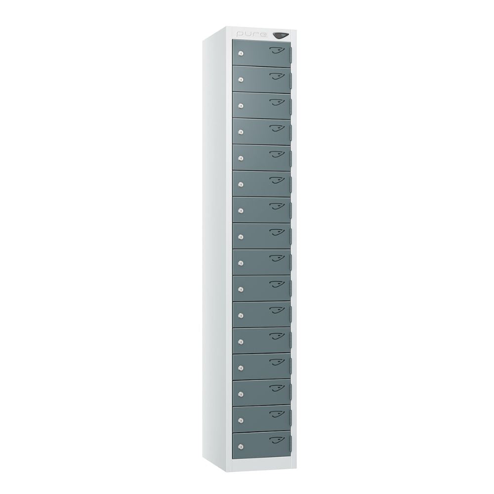 Compact 16-Door Steel Locker Arctic White Slate Grey
