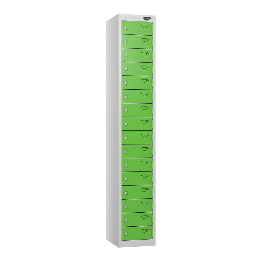 Compact 16-Door Steel Locker Pearl Silver Forest Green