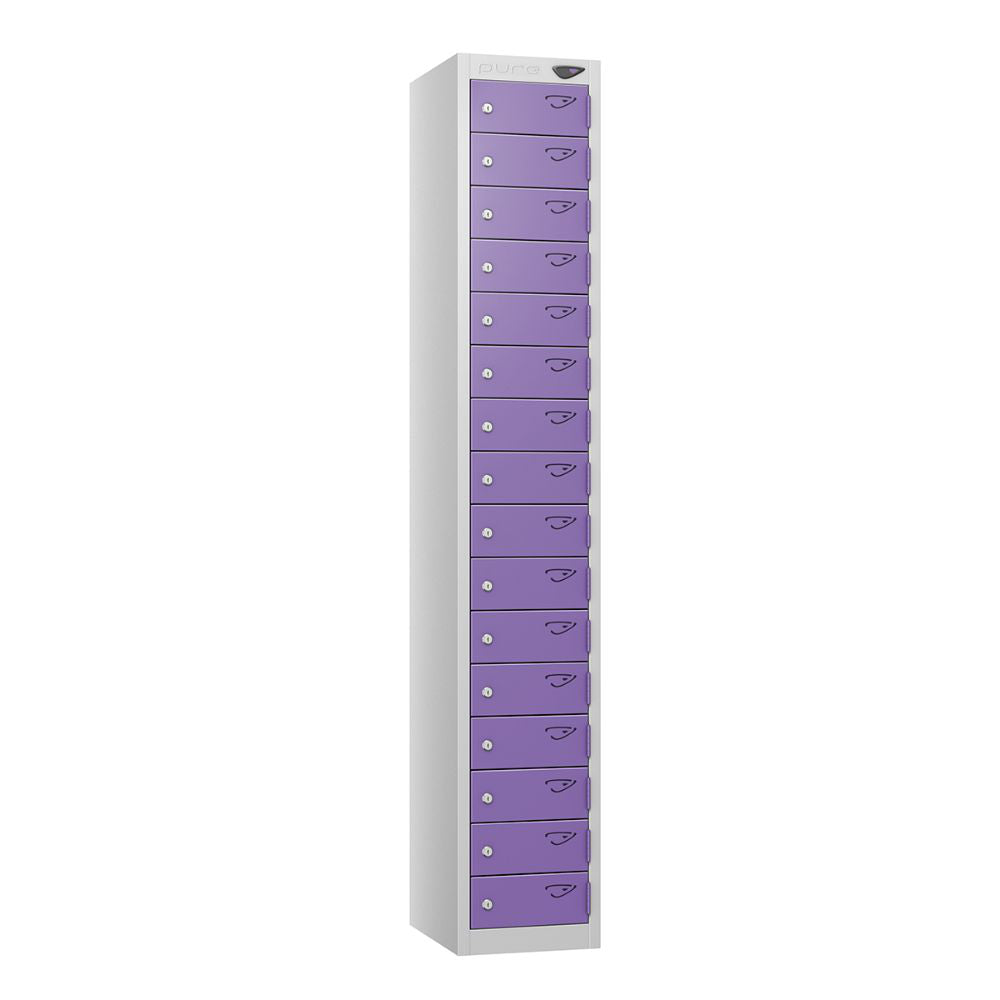 Compact 16-Door Steel Locker Pearl Silver Orchid Violet