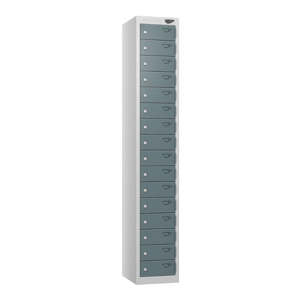 Compact 16-Door Steel Locker Pearl Silver Slate Grey